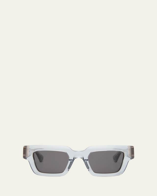 Acetate Rectangle Sunglasses With Hardware Accents